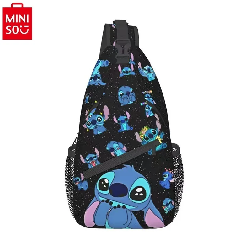 

MINISO Disney Stitch Casual Chest Bag Cartoon Print Student Large Capacity High Quality Nylon Crossbody Bag