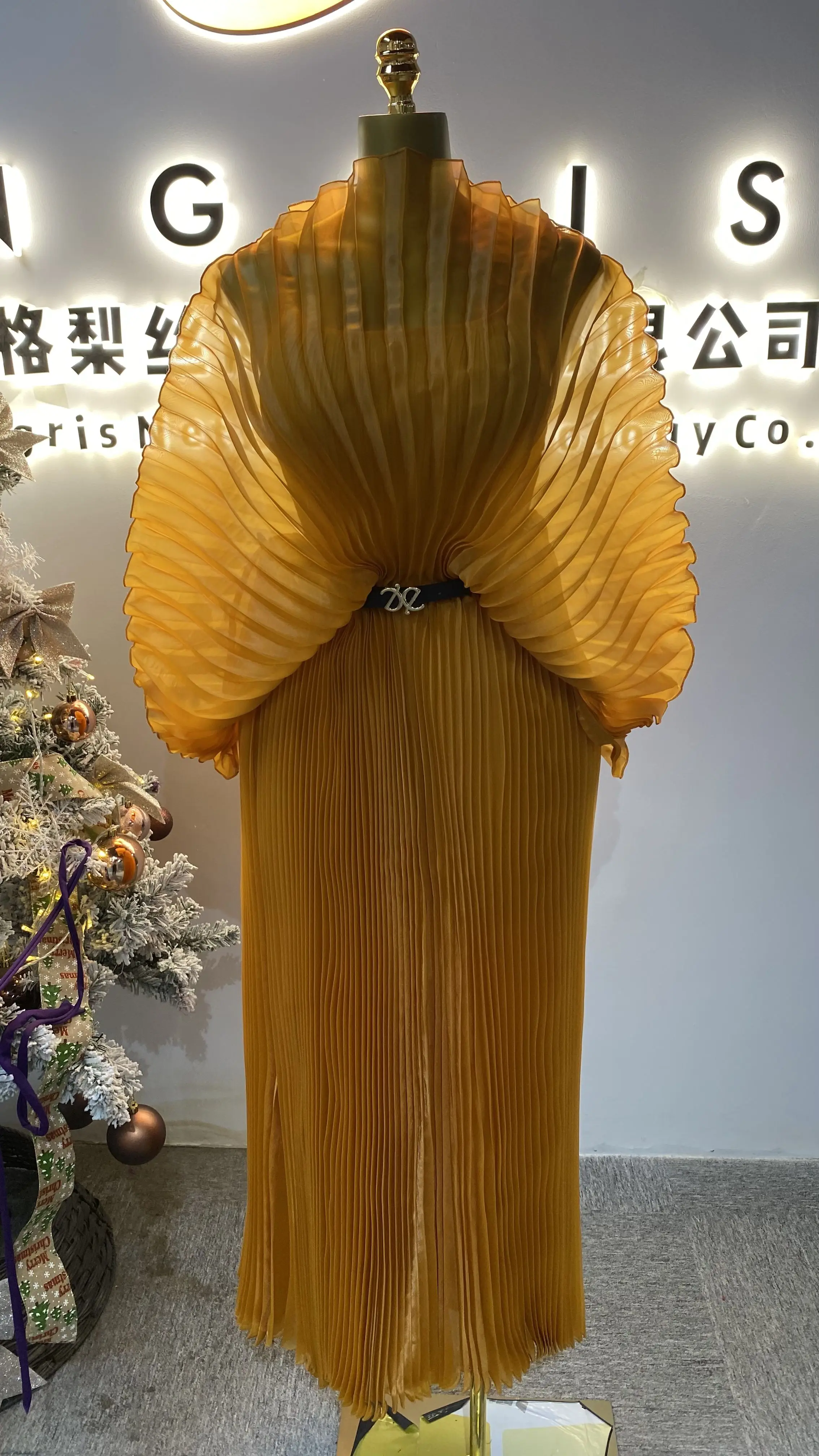 أحدث مبيعات المصنع غير الرسمية المباشرة أنيقة مزاجه موضة بلون كبير حجم مطوي المرأة تنورة ماكسي للحفلات-GZXX009 #4