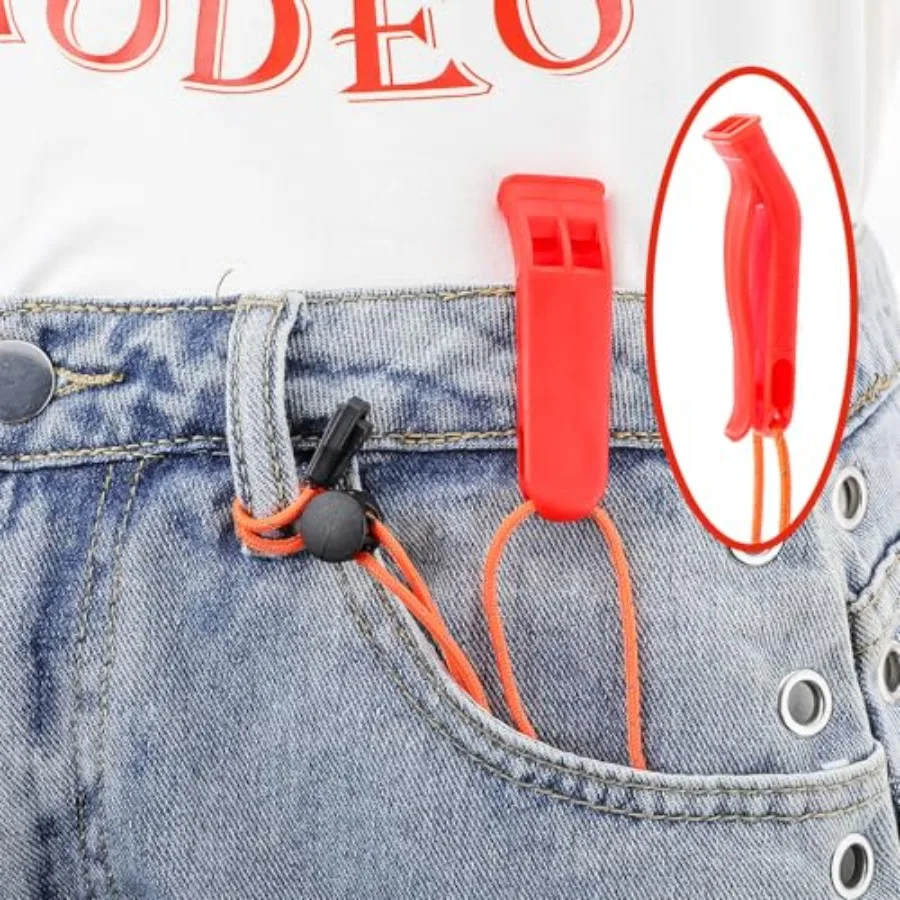 4 قطعة صفارات الطوارئ مع الحبل القابل للتعديل سلامة صفارات إنقاذ بصوت عال صفارات بلاستيكية قارب العائمة البحرية صافرة ل #6