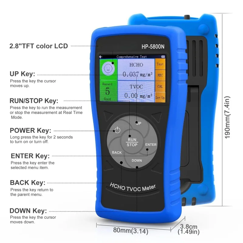 Indoor Air Quality Monitor HCHO TVOC Formaldehyde Detector TFT Screen Gas Tester