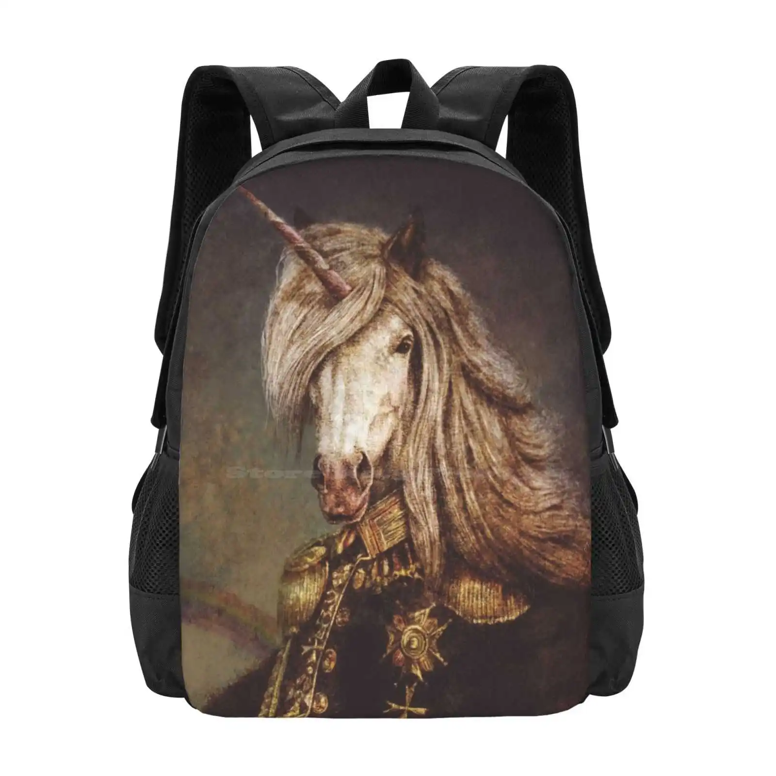 The Count Of Pattern Design Laptop Travel School Bags Count Fantasy Unicorns Old Century Retro Prince King Queen Wild Animals