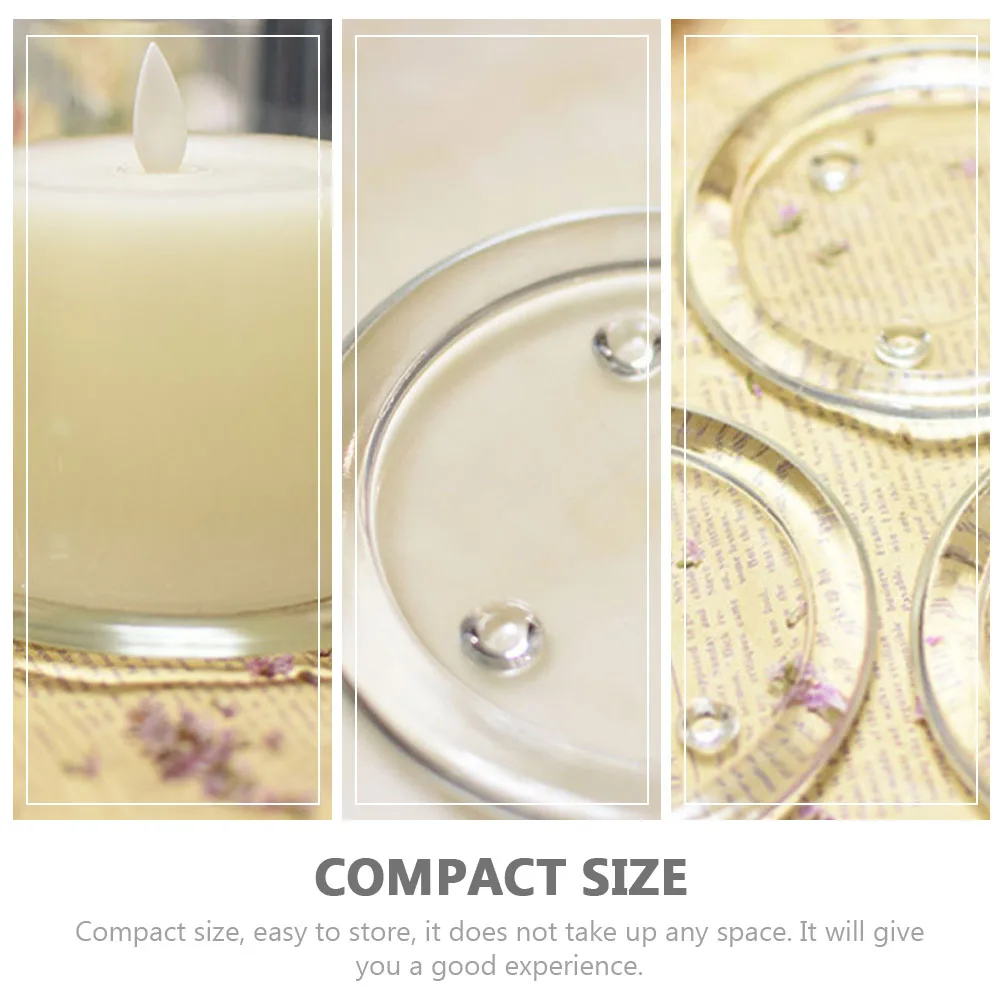 

4pcs Round Glass Trays Chic Transparent Tray Bases Glass Tray Candlesticks Clear Holder Pillars Home Party