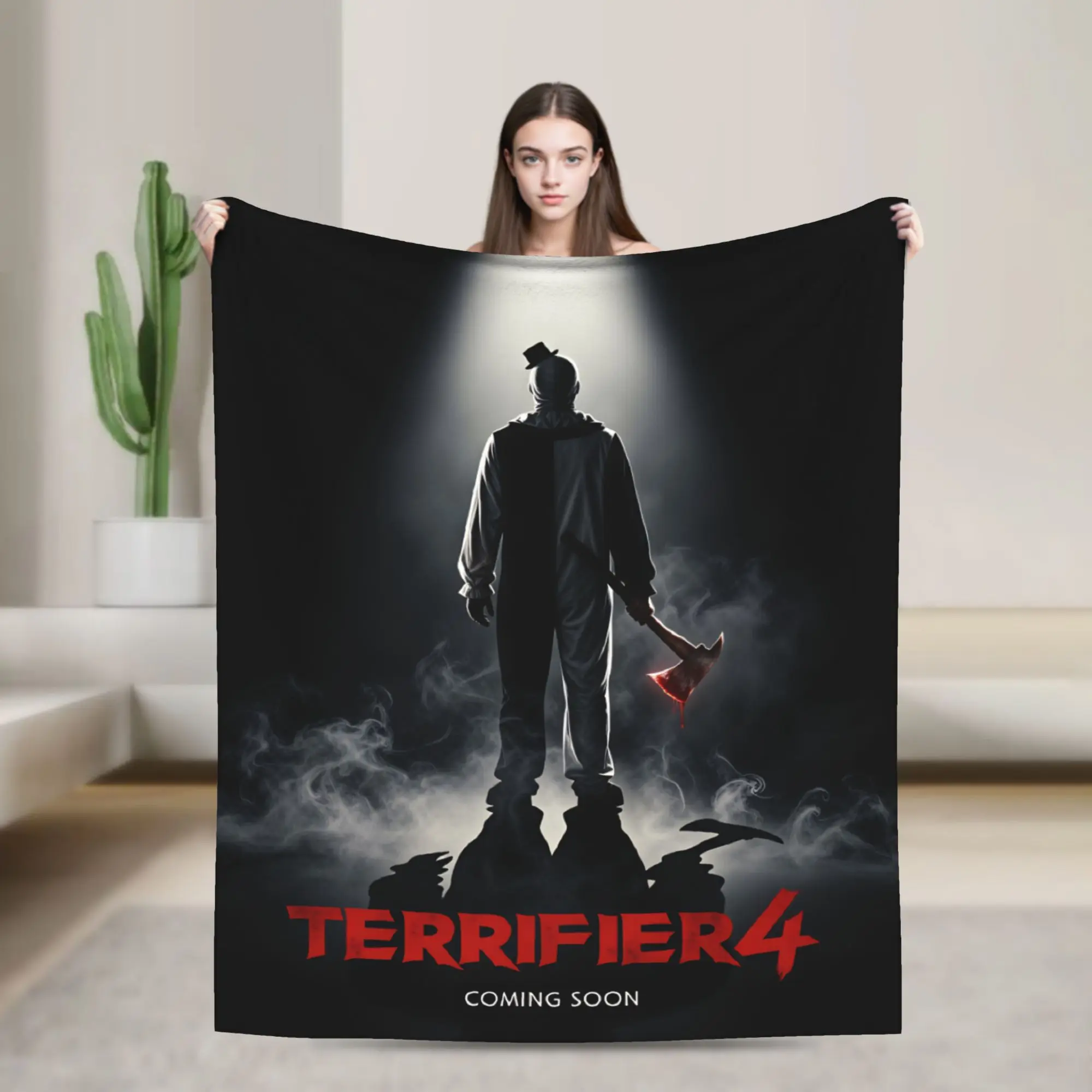 Terrifier 4 Halloween Blankets Horron Soft Fluffy Plush Bedding Throws For Child Couch Bed Flannel Bedspread Bed Cover