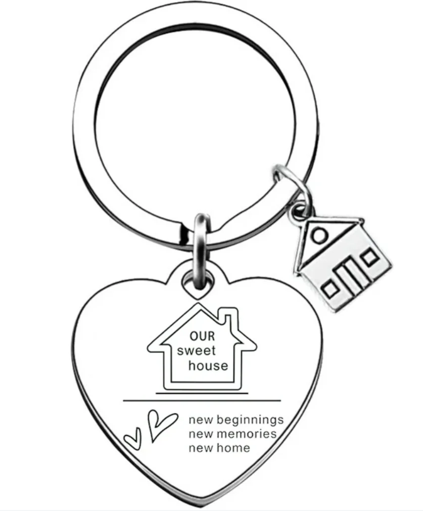 Heart House Warming Gifts New Home, Housewarming Gift key chains Homeowner First Time Home Gift keychain keyrings view 4