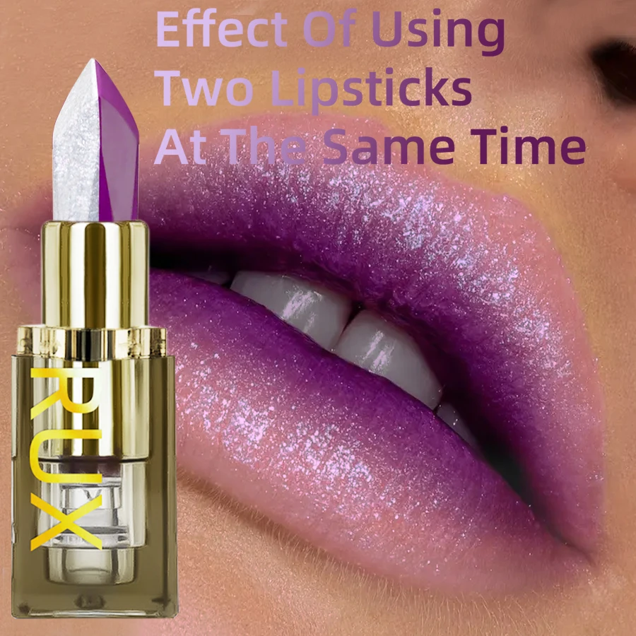 Two Tone Glitter & Matte Lipstick Purple Black Lip Stick Discolocration Sexy Red Rose Moisturizing Lip Makeup Lip Tint Lip Glos