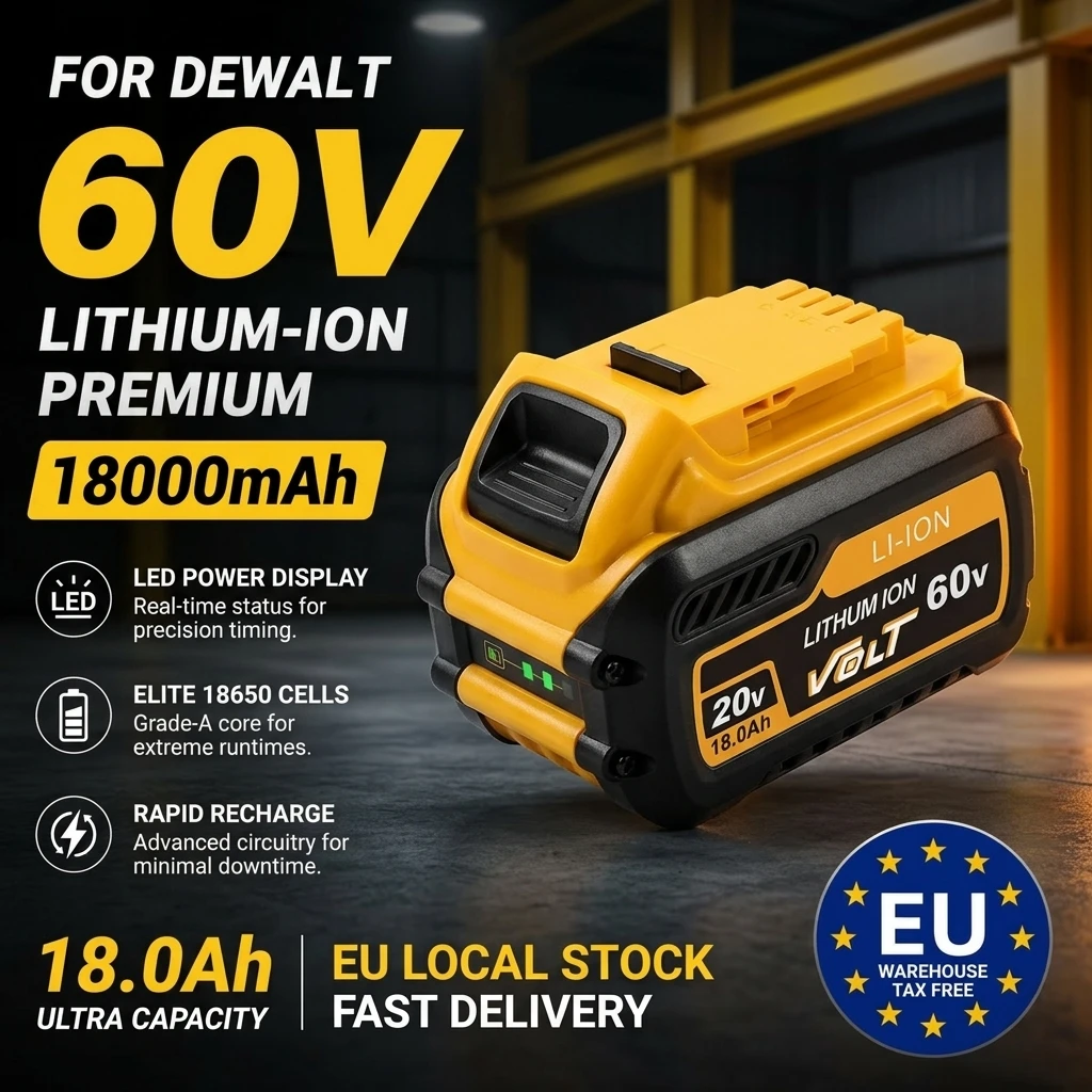 Kompatibel mit Dewei 20V-60V Dual-Voltage-Lithium-Akku 18,0Ah mit großer Kapazität, FlexVolt automatisch schaltender Werkzeugakku.