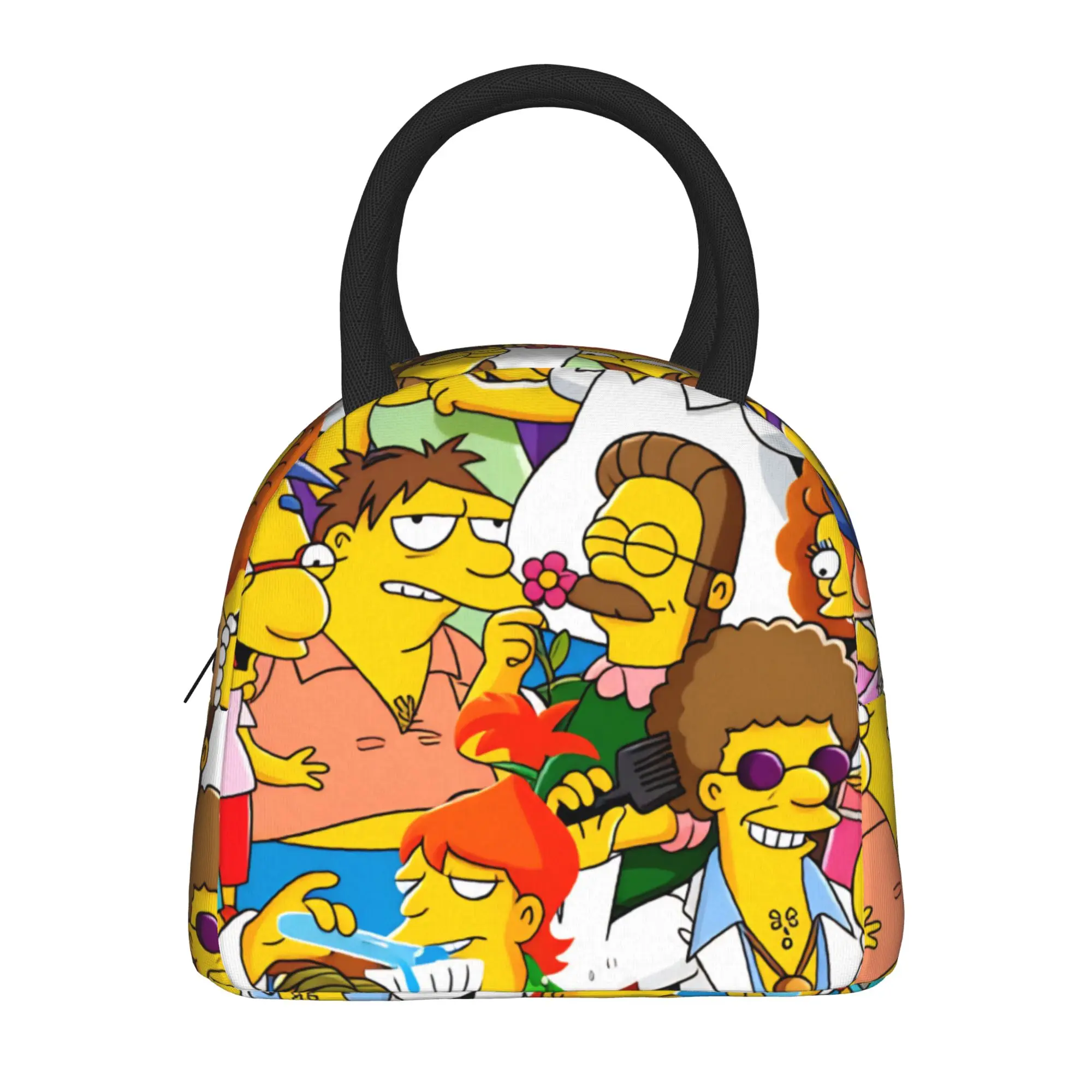 S-Simpsons Family Cartoon Characters Lunch Bag Kawaii Lunch Box For Child Picnic Portable Cooler Bag Waterproof Tote Food Bags