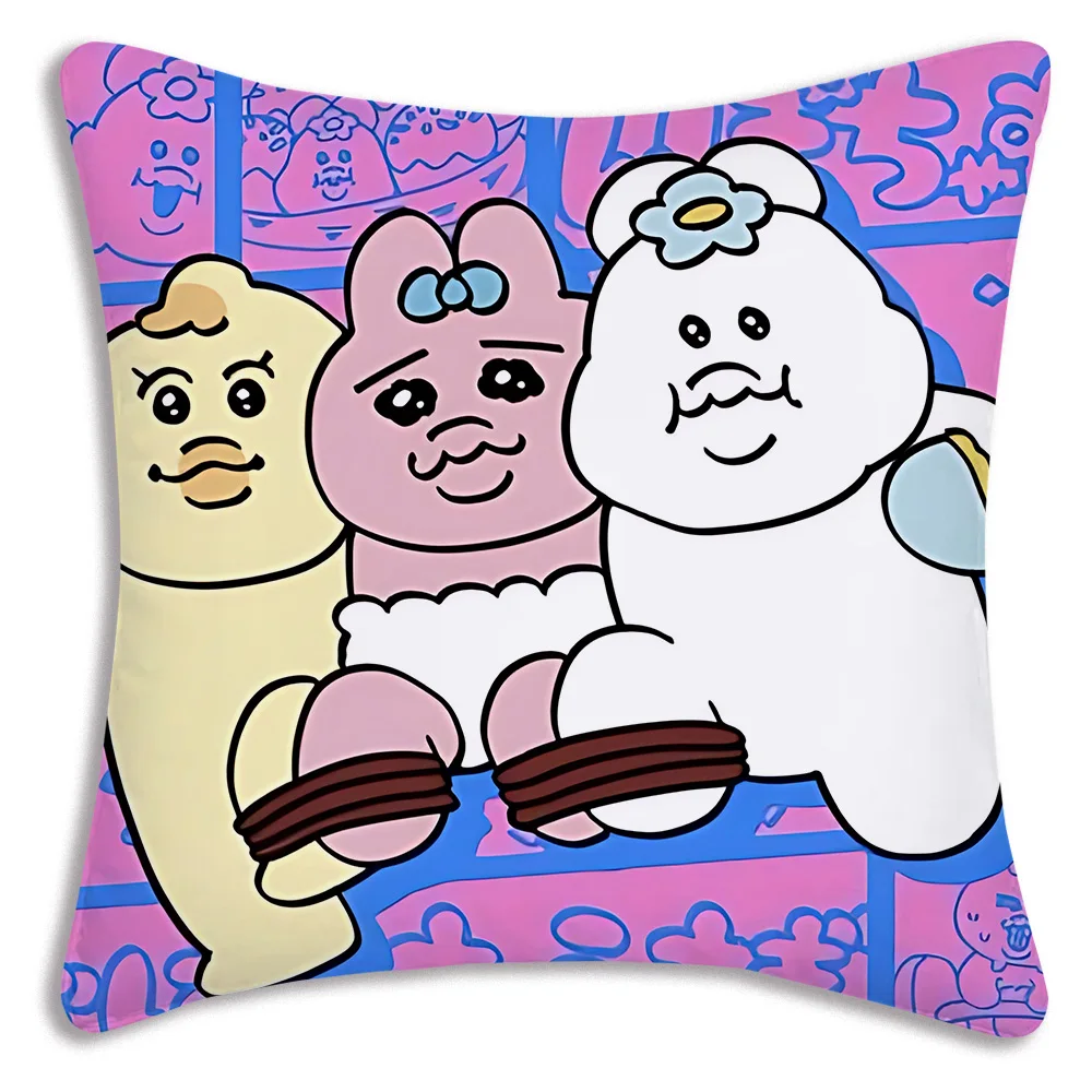 Kawaii O-Opanchu Usagi Pillow Covers Cartoon Sofa Decorative Home Double-sided Printing Short Plush Cute Cushion Cover