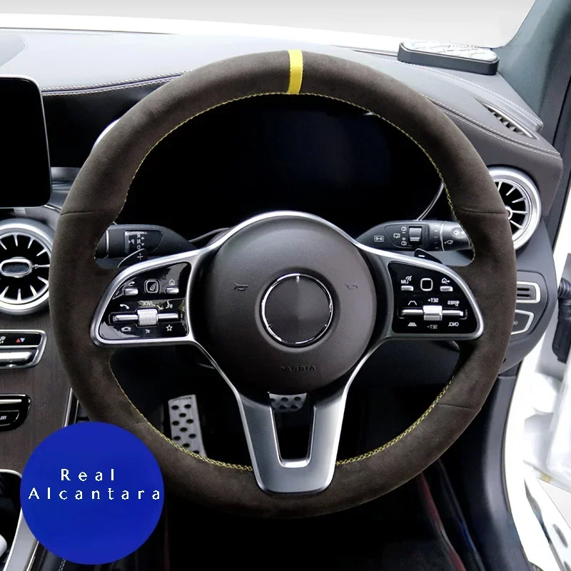 

Real Alcantara Car Braiding Steering Wheel Cover for Mercedes Benz A-Class B-Class C-Class E-Class CLS-Class GLE 2018 2019