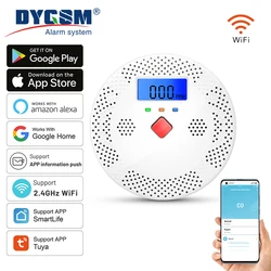 Tuya WiFi Smart Carbon Monoxide Detector Alarm 85dB Sound Warning LCD Digital Display Home Indoor CO Poisoning Siren