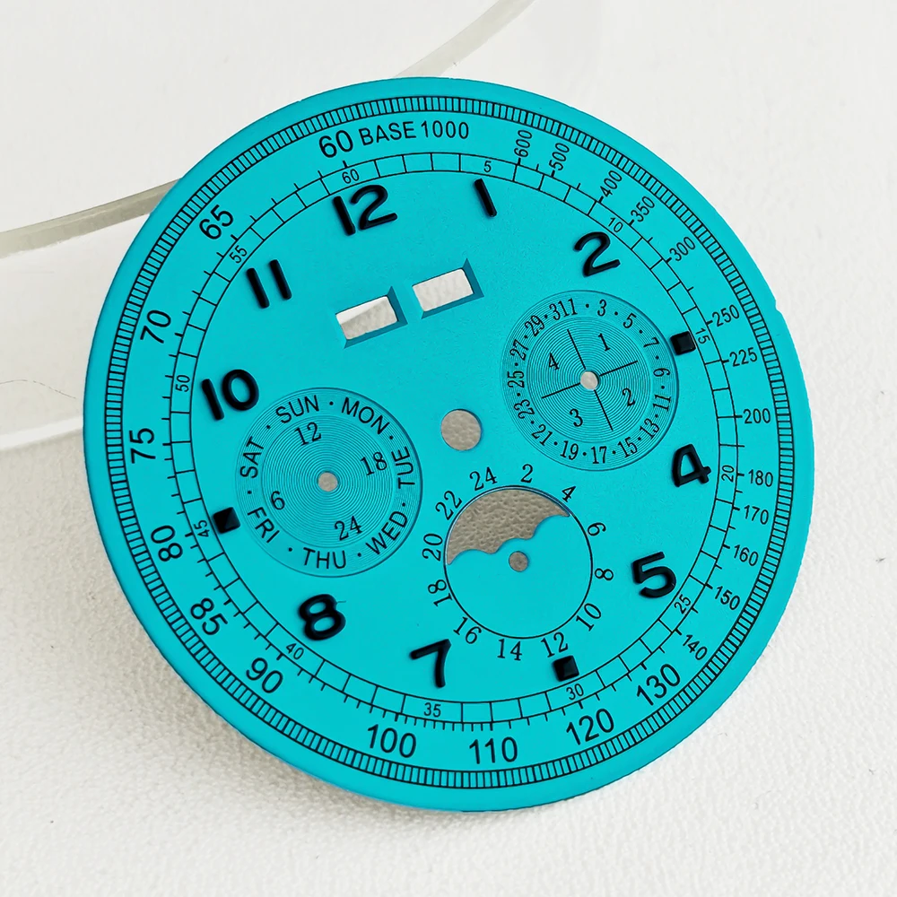 36.5mm ST1655 Watch Dial Arabic numeral scale No logo Fit ST1655 Automatic Movement 41.5mm Case Chronograph Perpetual Calendar