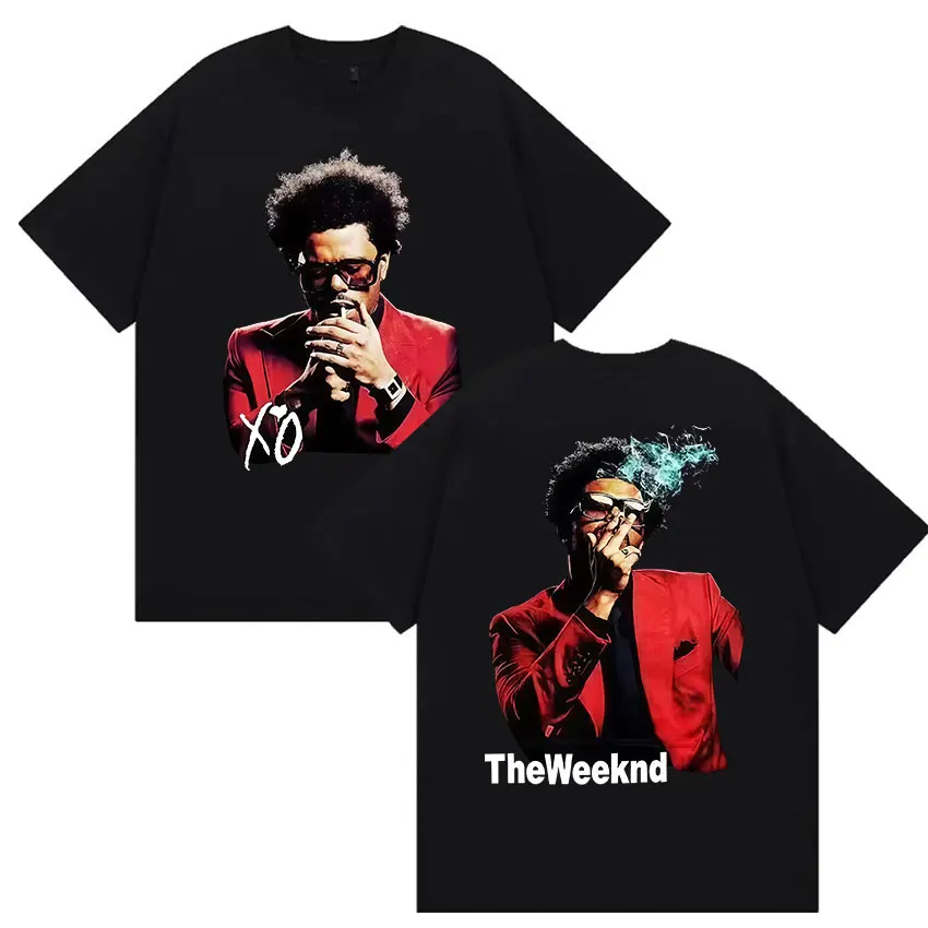 Pop Singer The Weeknd Xo New Album 2025 Tour T Shirts Men's Women Fashion Gothic Hip Hop Short Sleeve Cotton T-shirts Streetwear