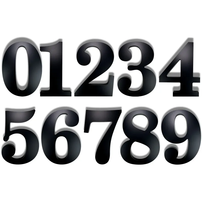 Thickened 4-12-inch black hole acrylic digital house numbers for shopping malls hotels and villas House number Customized