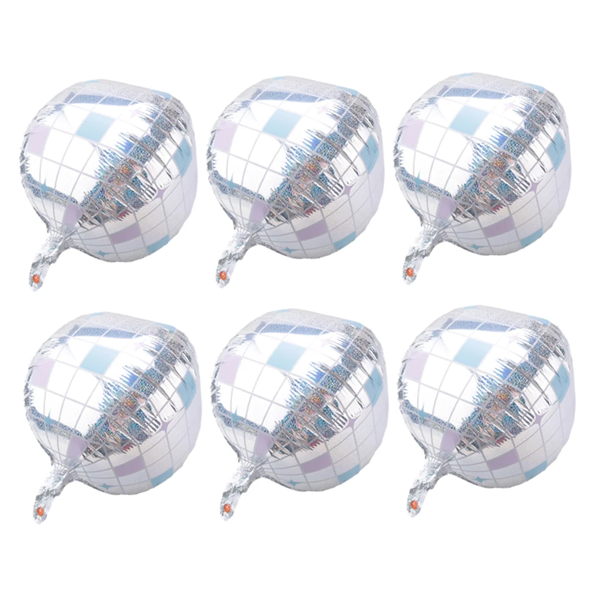 6Pcs Iridescent Disco Ball Balloons, Huge Shiny Silver Disco Aluminum Foil Balloons for Birthday Single Party Decoration