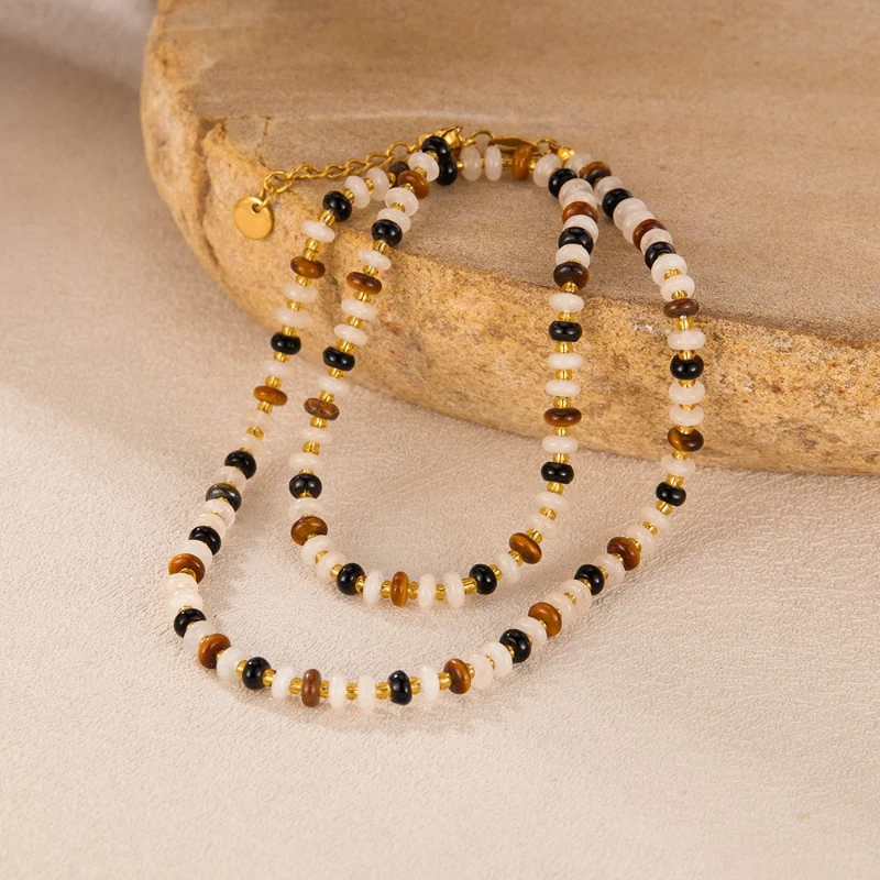 Dopamine Bead Necklaces Stainless Steel West Asian Style Women Personalized Fashion Necklace Jewelry