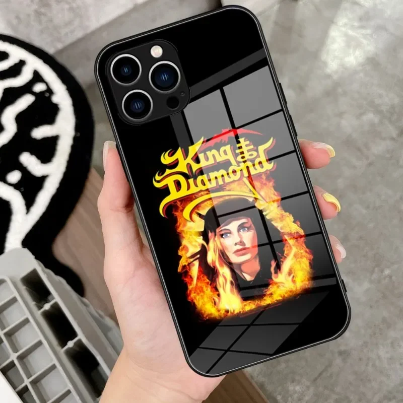 King Diamond Mercyful Fate Phone Case Tempered Glass for IPhone 15 14 13 11 12 Pro Plus X 13 Pro MAX XR XS MINI SE 2020 Covers