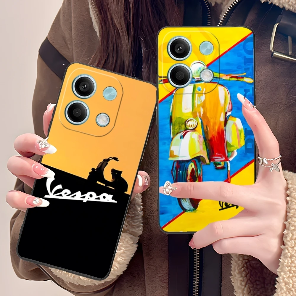 Painting V-Vespa Mobile Cell Phone Case for Xiaomi POCO M6 M5 M4 M3 X6 X5 X4 X3 F6 F5 F4 F3 F2 C40 Pro GT 5G Black Cover Shell