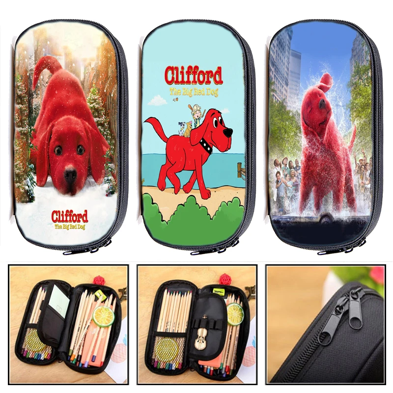 

Clifford the Big Red Dog Pencil Pouch kids Multifunction Pen Case Cute Cosmetic Bag Girls Student Supplies Stationery Gifts