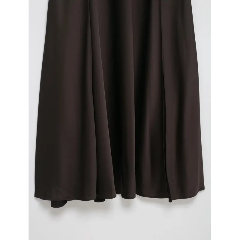 Women Long Satin Dress Spring Summer Sexy Backless Elegant V Neck Wide Straps Women's Dress Lady Flared Hem Dresses