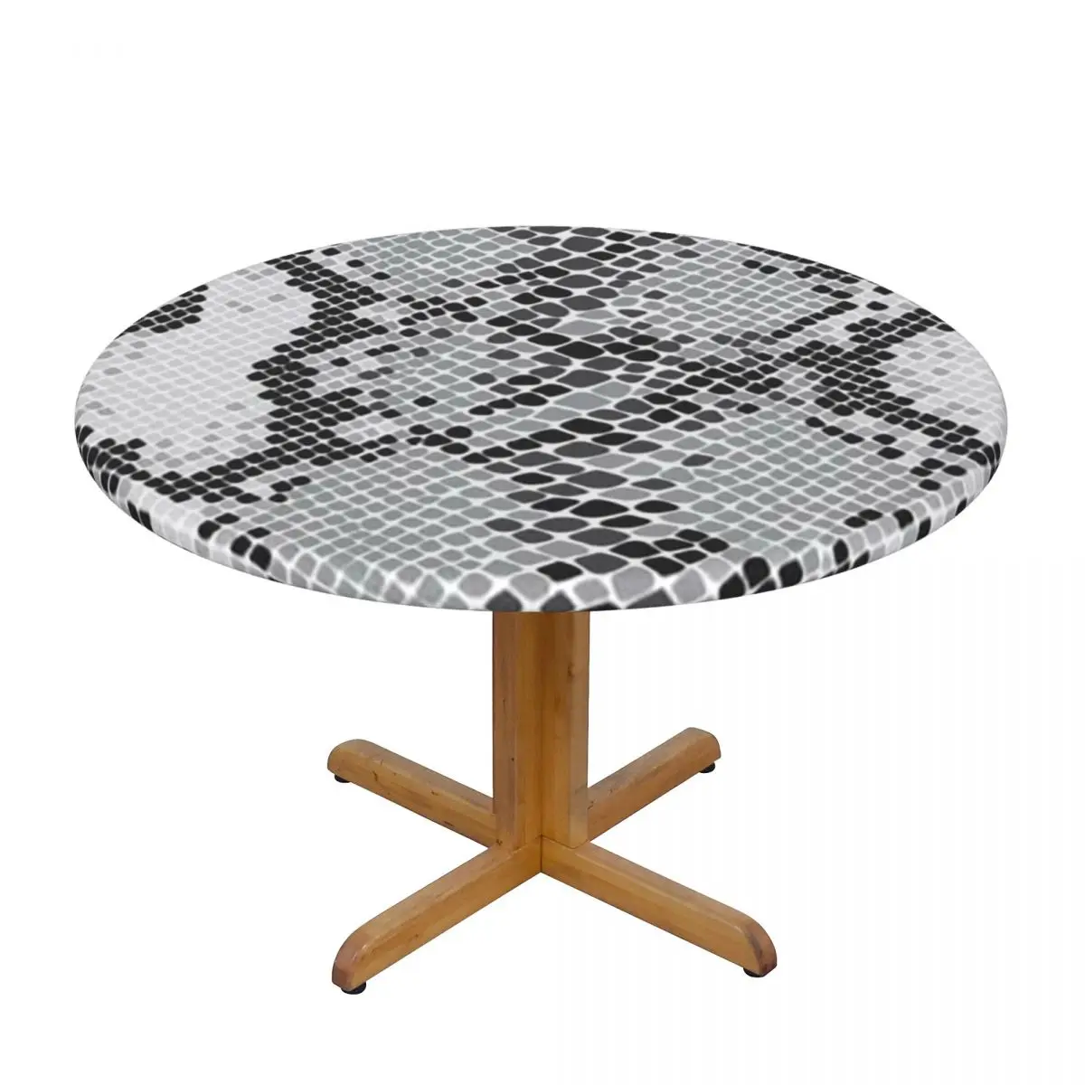 Gray Snake Skin Animal Print Waterproof Round Tablecloth Oilproof Table Cloth for Kitchen Events Dining Table Cover
