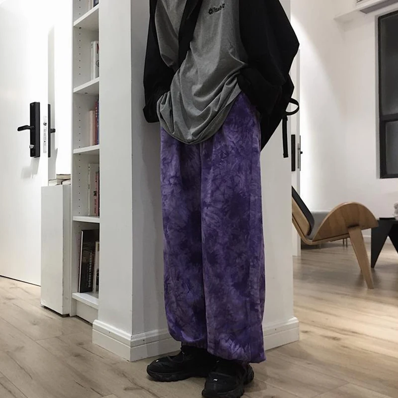 Wiosenne jesienne męskie Harajuku Y2K Tie Dye Harem spodnie męskie z wysokim stanem luźne casualowe w stylu Streetwear spodnie dresowe Hombre