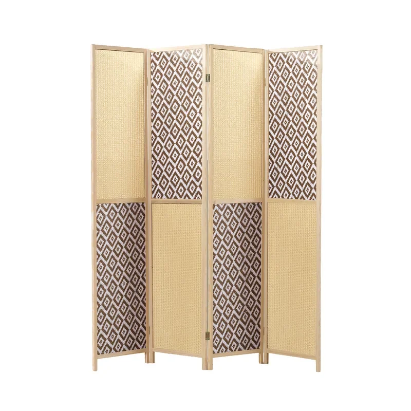 Modern Simple Paper Rattan Screen Partition Foldable Mobile Room Divider for Living Room Hotel Entrance Dining Background