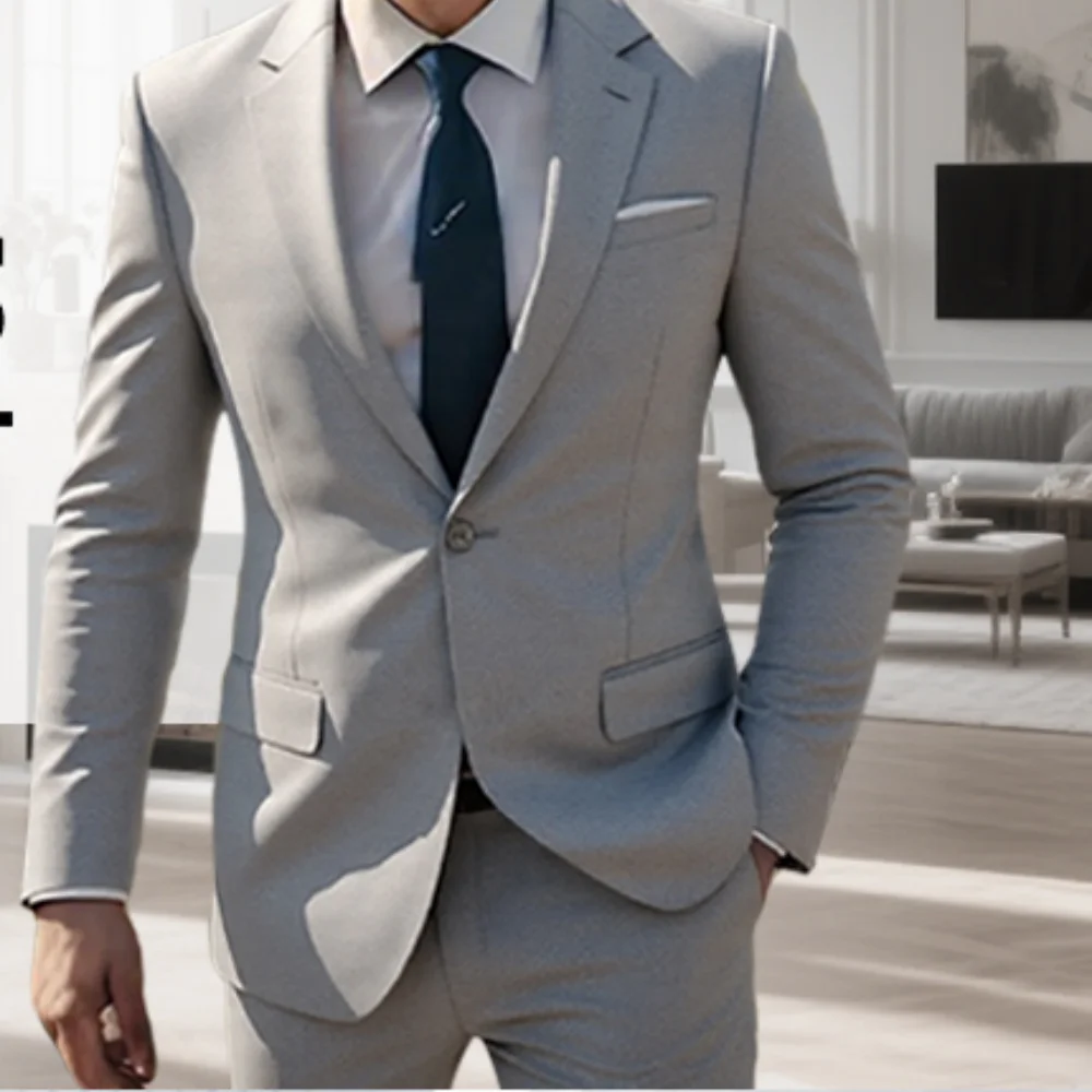 

Mens Suits 2 Piece Slim Fit Casual One Button Solid Suits for Mens Business Wedding Party Jacket Blazer & Pants Set