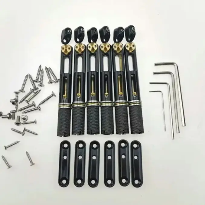 Black Single Headless Guitar Bridge Headless Fanned Fret -Single Fixed Brass Fan Bridges for 6 String Electric Guitar