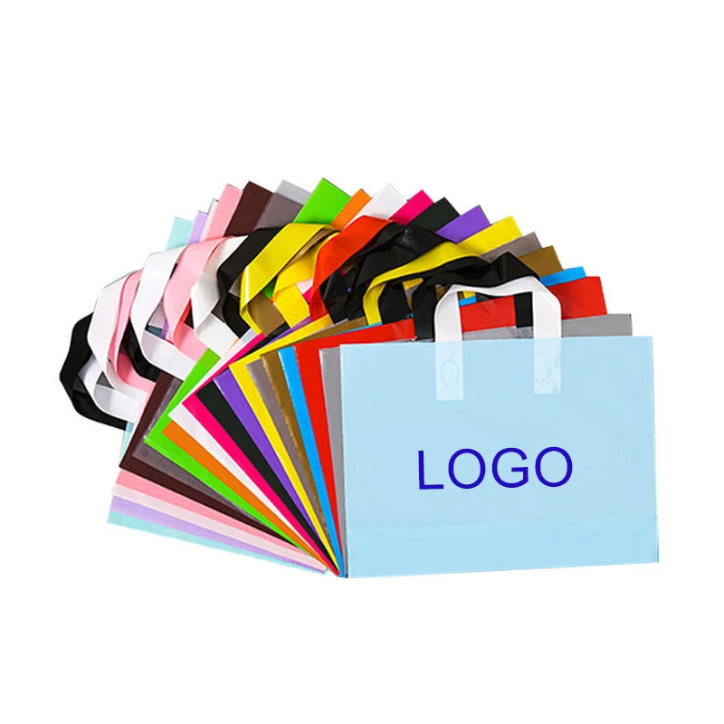 Custom Promotional boutique black custom die cut handle gift plastic shopping bags for clothes with logo