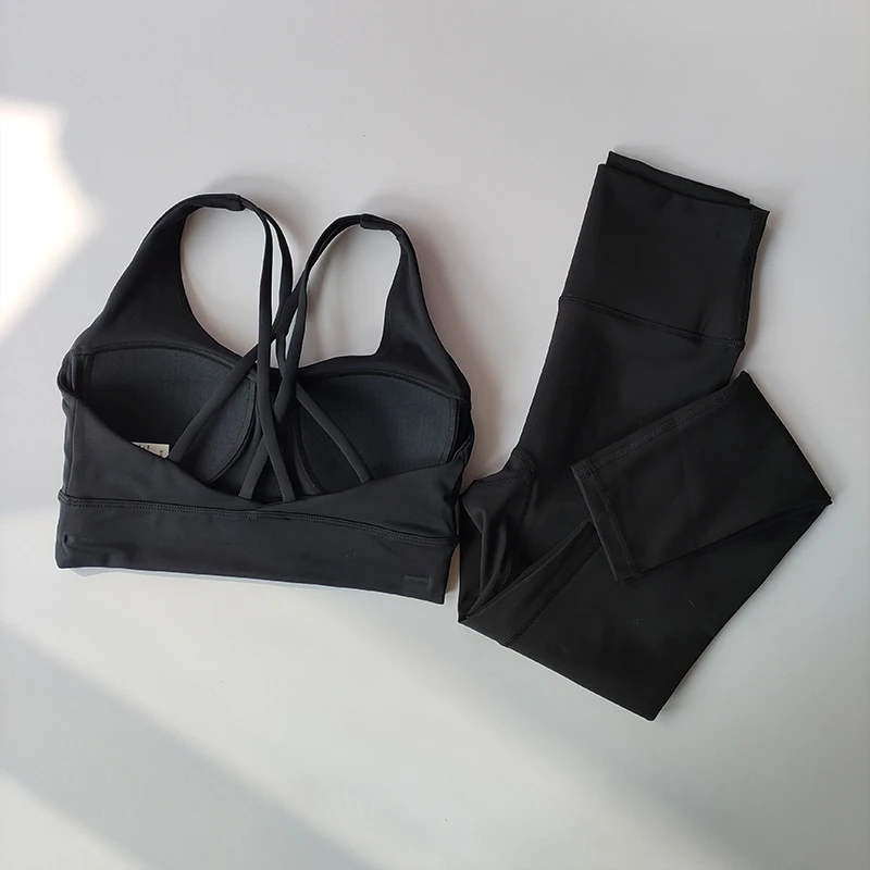 Yoga-Anzug für Frauen Hochwertig Sexy Modisch Schlankmachend Hüftstraffend Sport-Fitness-BHs und Leggings Tanktop Atmungsaktives Set – Detail 6
