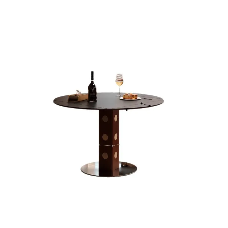 Solid wood Bauhaus medieval style functional dining table household small apartment light luxury rock slab berg square folding