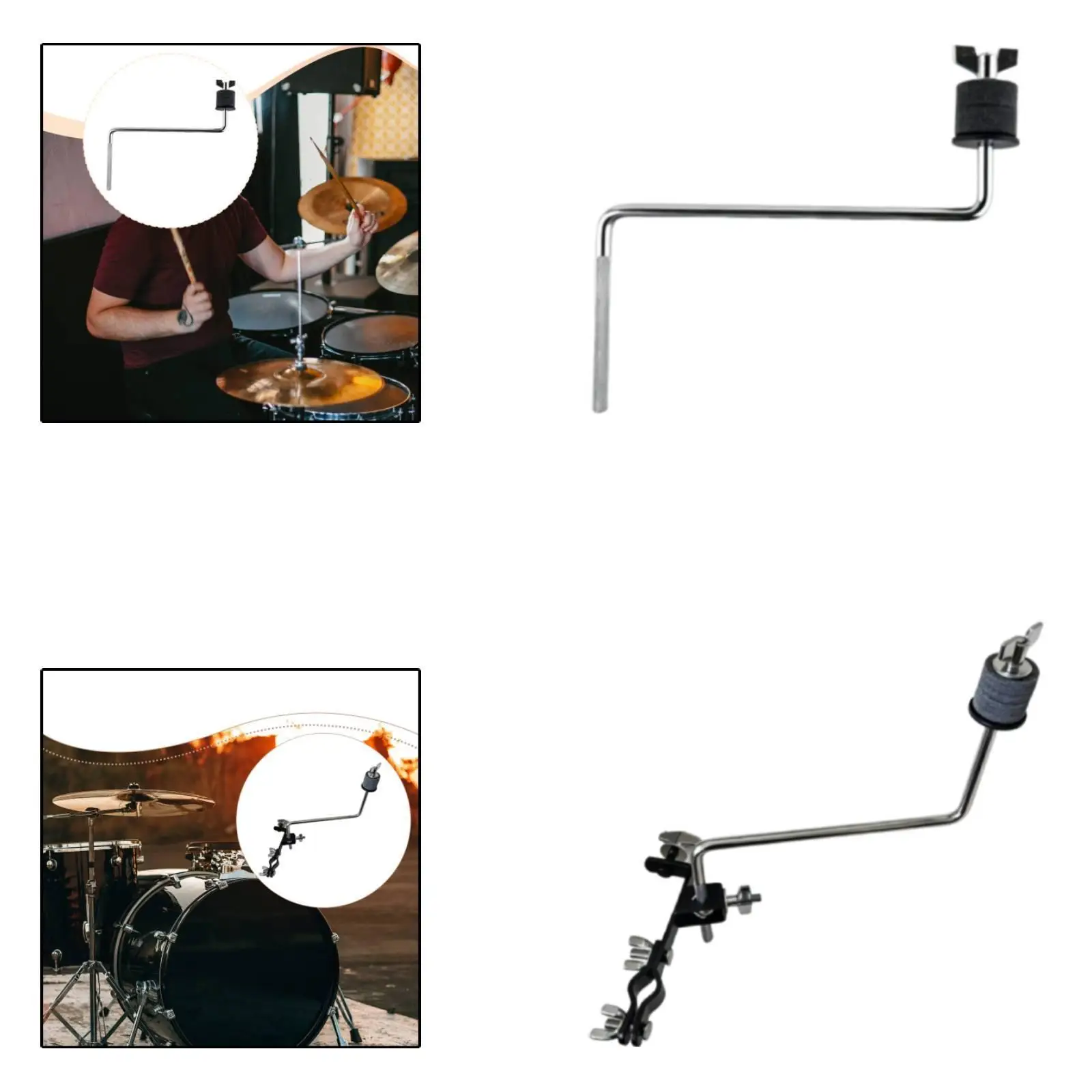 

Sturdy Drum Cymbal Arm Attachment Iron Percussion Expansion Holder Clamp Universal Support for E Drums Set Professional Use
