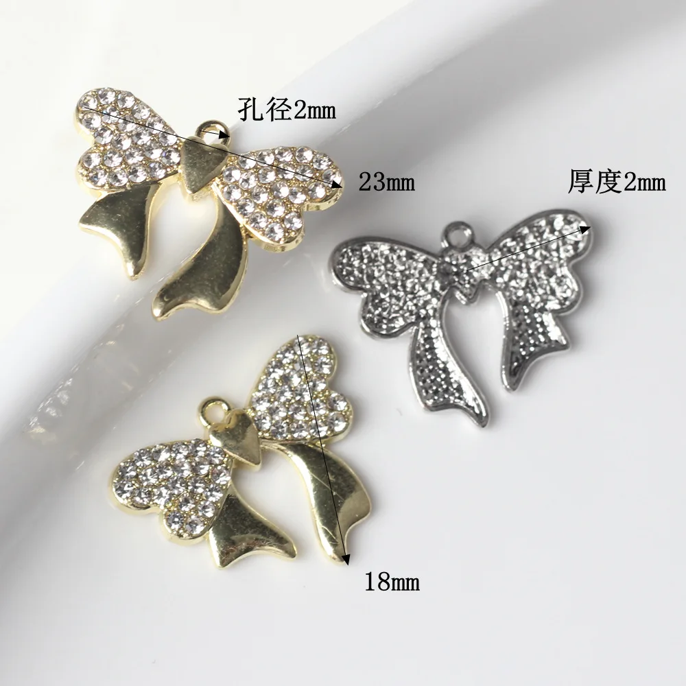 10pcs/lot 18*23MM Zinc Alloy Rhinestone Inlay Butterfly Pendant Charms for Necklace Bracelet Jewelry Marking Diy Accessories