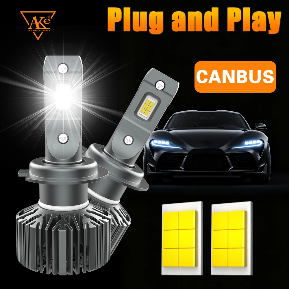

AKE H7 Fog Lamps H4 Low/high Beam Car Light Bulbs, 1200W LED Headlight, H1 H11 9005 9006 HB3 HB4 9012 Light 6000K 3570 Chip 12V