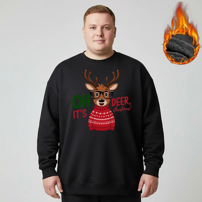 

Мужской рождественский свитшот больших размеров, флисовый плюшевый теплый хлопковый пуловер с длинными рукавами, Санта-Клаус 90-180 кг, 6XL, 7XL, одежда больших размеров