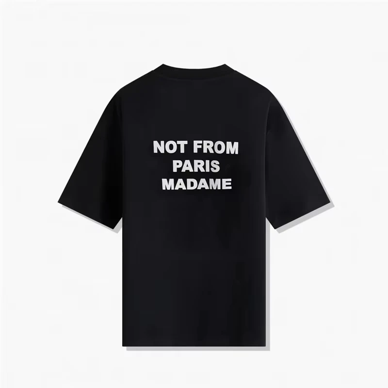 

Женские летние футболки больших размеров с принтом «NOT FROM PARIS MADE ME», высококачественные летние топы с короткими рукавами
