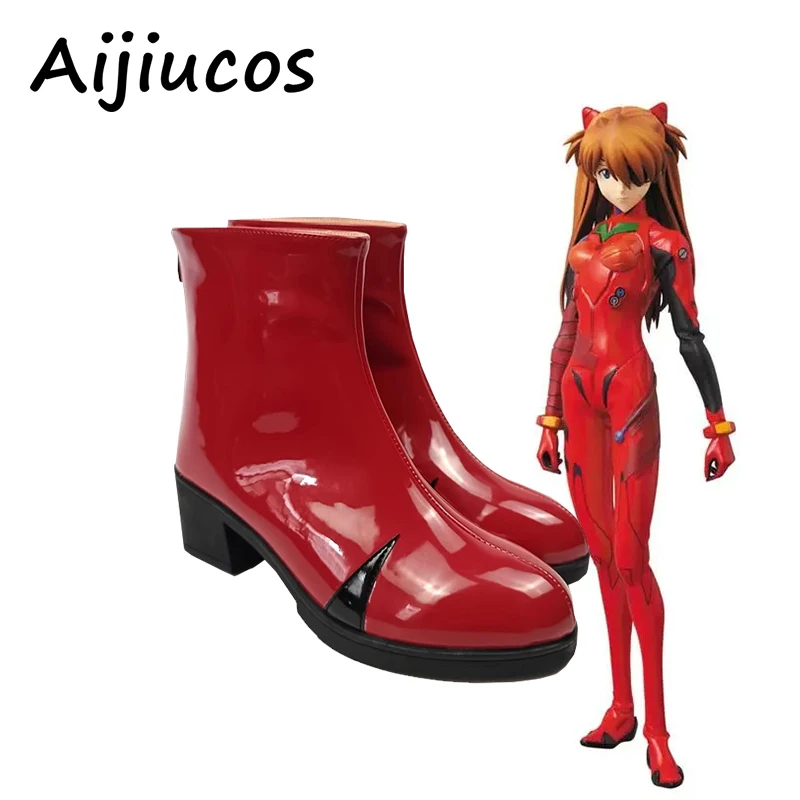 Anime EVA Asuka Langley Soryu Cosplay Boots Halloween Party Red Shoes Custom Made For Women Girl Unisex