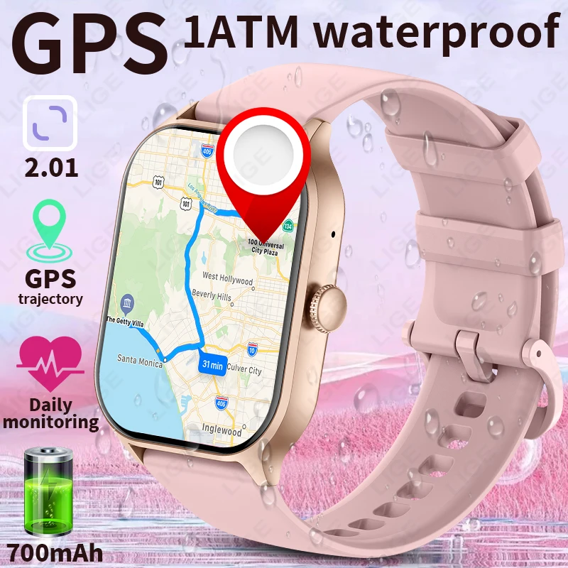 

LIGE Outdoor GPS Sports Tracker Smart Watch Women 700mAh Battery Sleep Health Monitor 1ATM Waterproof Smartwatch For Android ios