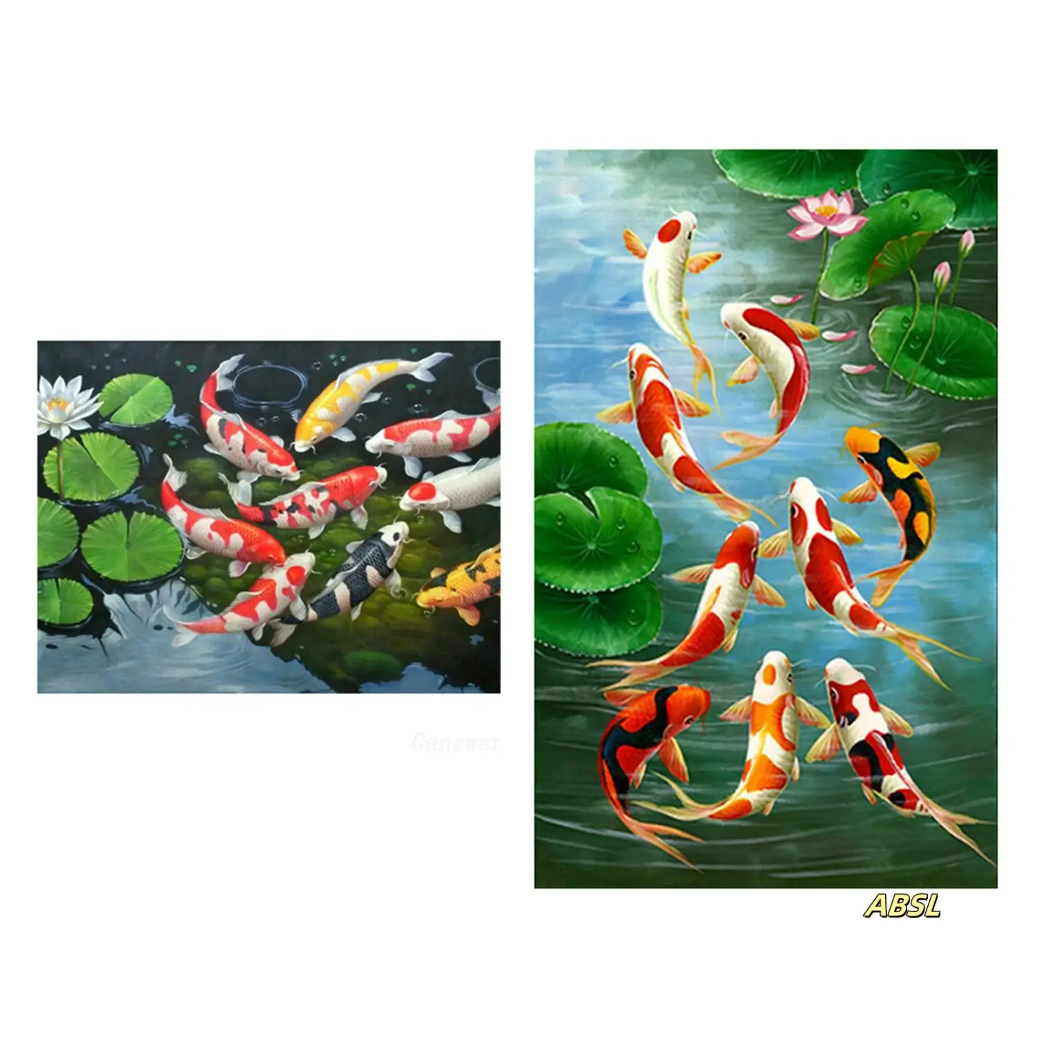 

2 компл. 5D Diy Art Алмазная картина Алмазная вышивка крестиком Наборы для вышивки Домашние декоры-Вода Кои и лист лотоса Кои