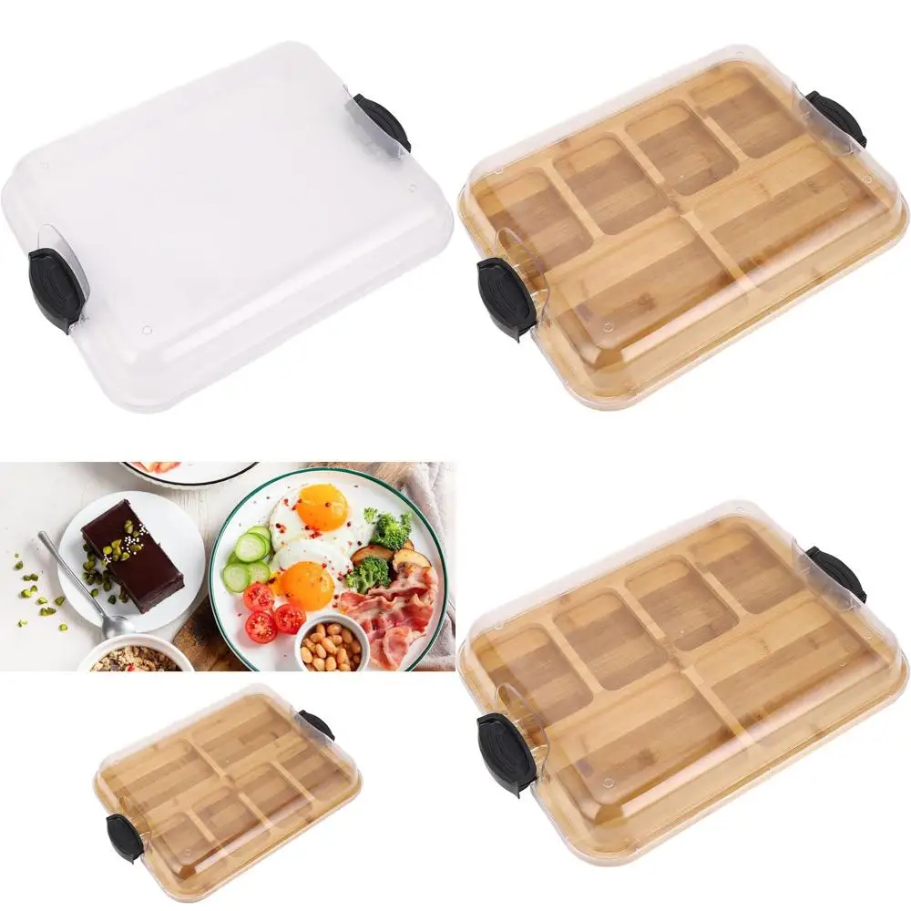 

Dual-Sided Bamboo Charcuterie Board with Storage Compartments and Locking Lid, 14.2 x 11