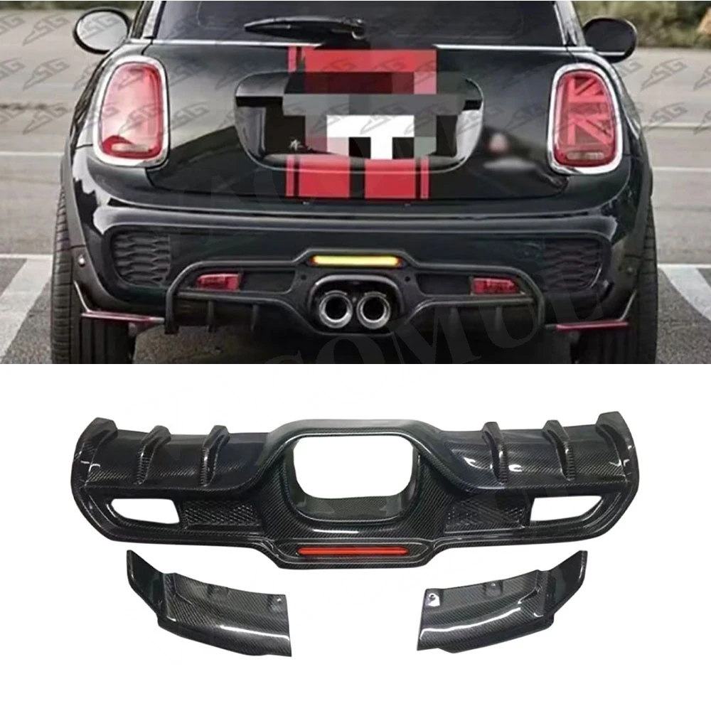 

VACOMUL Carbon Fiber Rear Lip Diffuser Splitters With Light for BMW Mini Cooper F55 F56 JCW Rear Bumper Diffuser Lip Aprons FRP