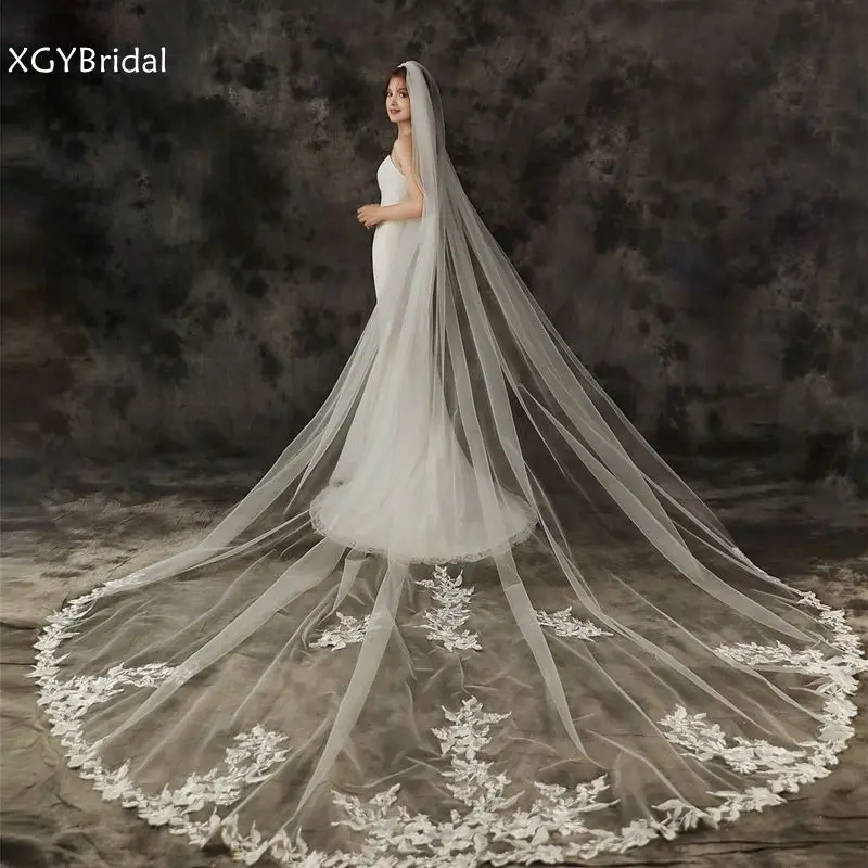 

New Arrival Cathedral Wedding veils for bride Lace Appliques Long Bridal veil 2023 Velos de novia Boda wedding accessories