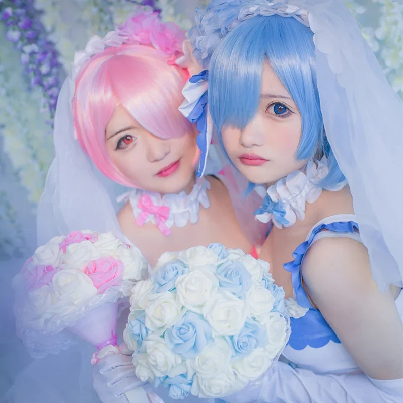 Ram/Rem Cosplay Costume  Wedding Dress Anime Re:zero Kara Hajimeru Isekai Seikatsu black blue red Costume