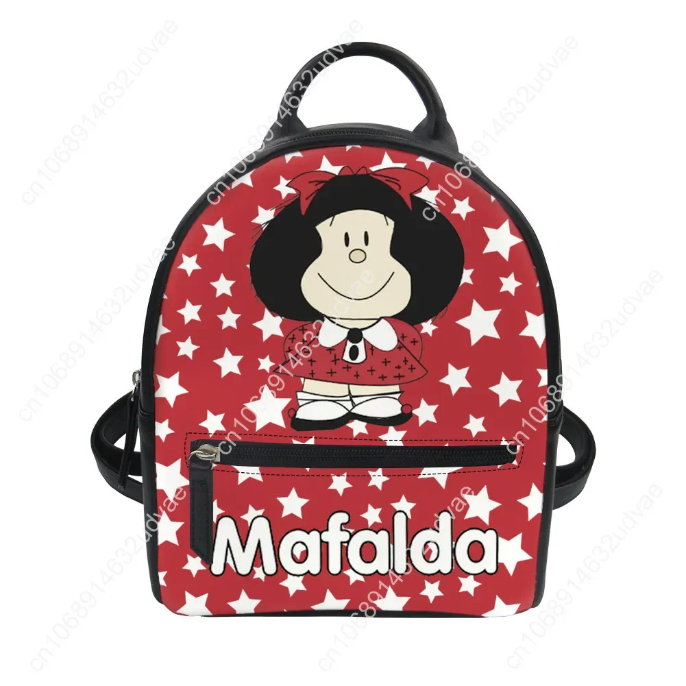 Mafalda Cartoon Backpack Purse Women Schoolbag Personalized Double Shoulder Bag High Quality Mini Daypack Leather Travel Bag