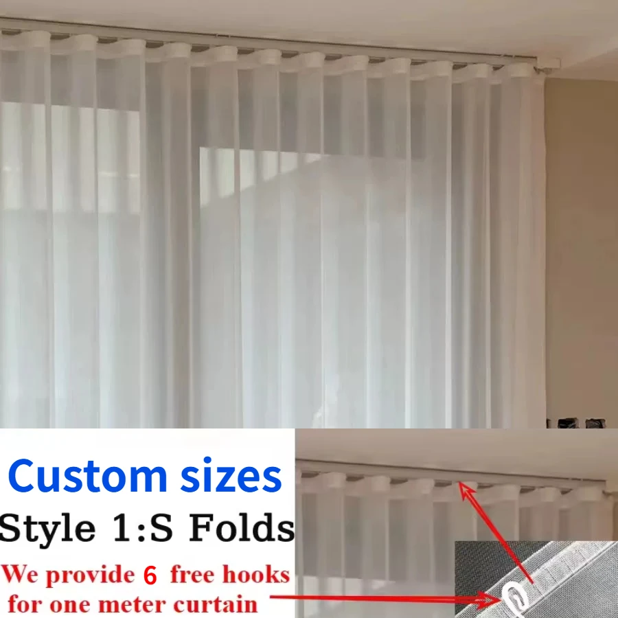 Custom Size！White Tulle Sheer Curtains for Living Dining Room Bedroom Scratch-resistant Modern Window Decor Elegant Door 창문커텐