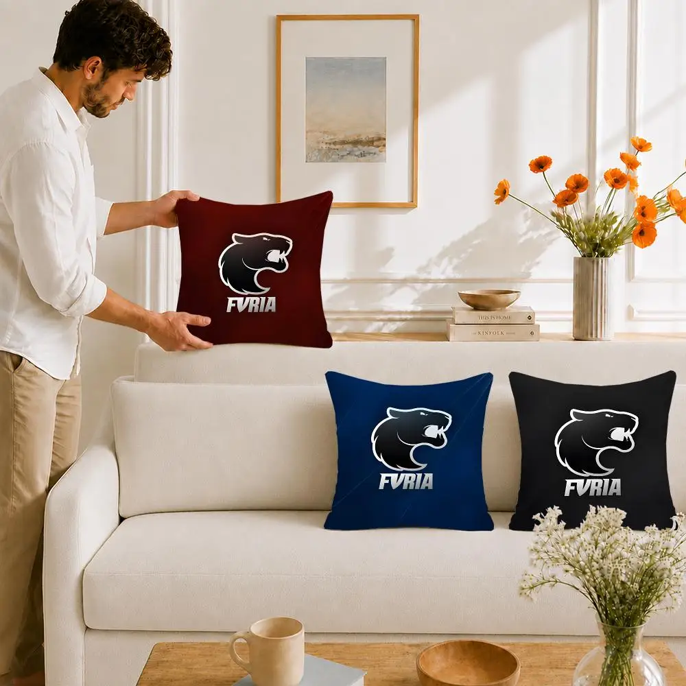 Esports Team Team Furia Cushion Cover Portable floor cushion for travel Yoga Minimalist text 2way tricot