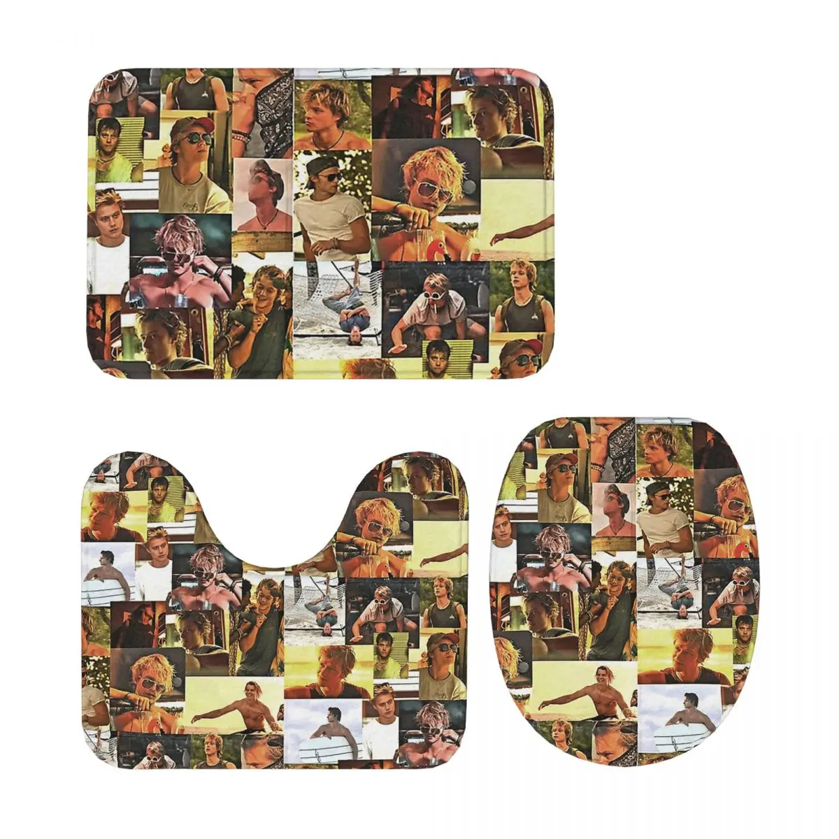 

JJ Maybank - Одеяло Rudy Pankow, 3-х предметный коврик для ванной, набор для ванной комнаты, крышка для унитаза, домашний декор, нескользящий ковер, напольный коврик