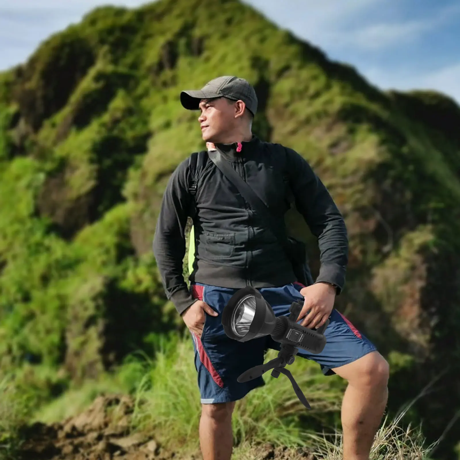 1 個屋外サーチライト耐久性のある充電式 USB トーチ防水ポータブル緊急ライト長距離小型ハードライト