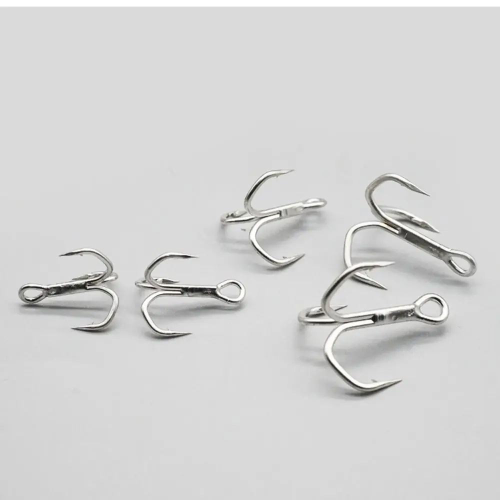 10Pcs 5X Intensify Fishhooks Anti-rust Super Sharp Treble Fishing Hooks High Carbon Steel Matte Tin Hooks Fishing Tackle