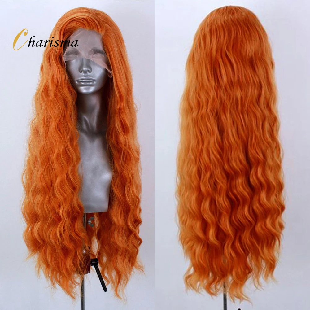 

Charisma Long Water Wave Synthetic Lace Front Wig Pre Plucked Hairline Heat Resistant Hair Frontal Wigs For Women Ginger Wigs